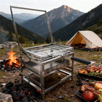 Adjustable Rotating Charcoal Grill | Outdoor BBQ Grill