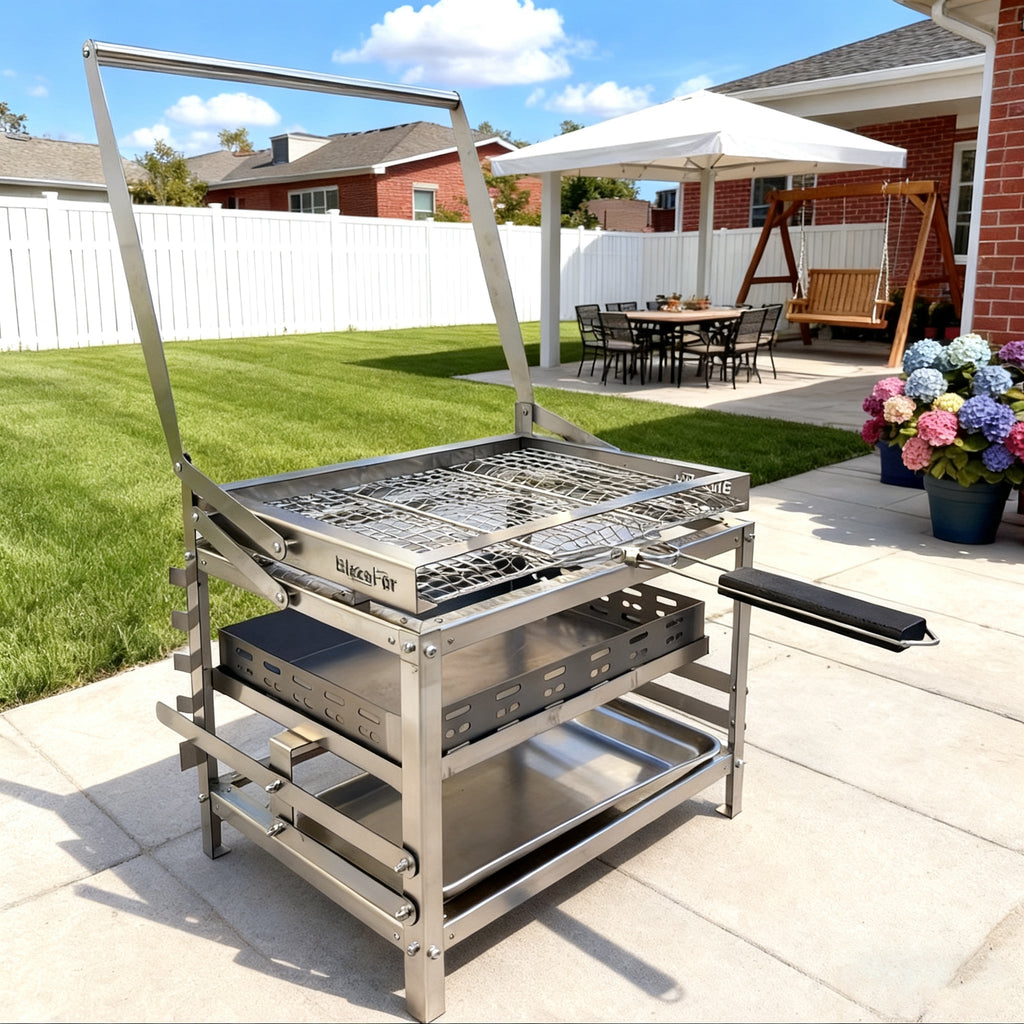 Adjustable Rotating Charcoal Grill | Outdoor BBQ Grill