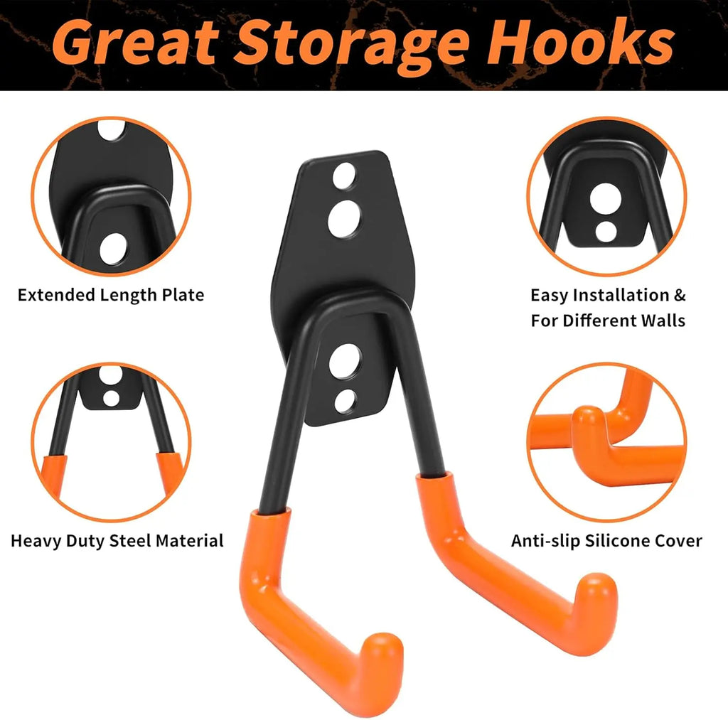 Assorted Heavy Steel Garage Hooks, Space Saving Tool Storage Accessories for Men