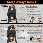 Assorted Heavy Steel Garage Hooks, Space Saving Tool Storage Accessories for Men