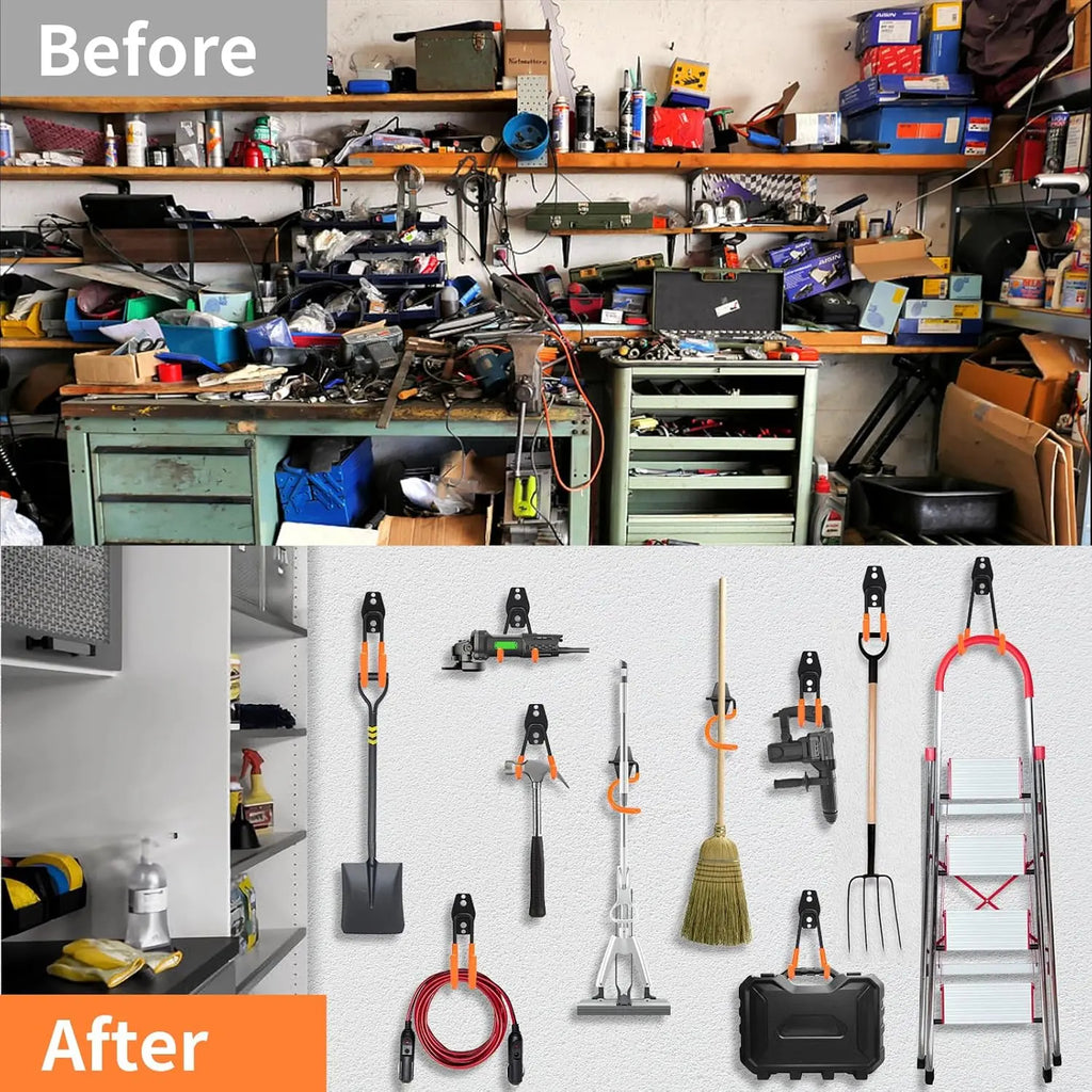 Assorted Heavy Steel Garage Hooks, Space Saving Tool Storage Accessories for Men