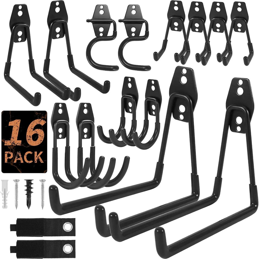 Assorted Heavy Steel Garage Hooks, Space Saving Tool Storage Accessories for Men