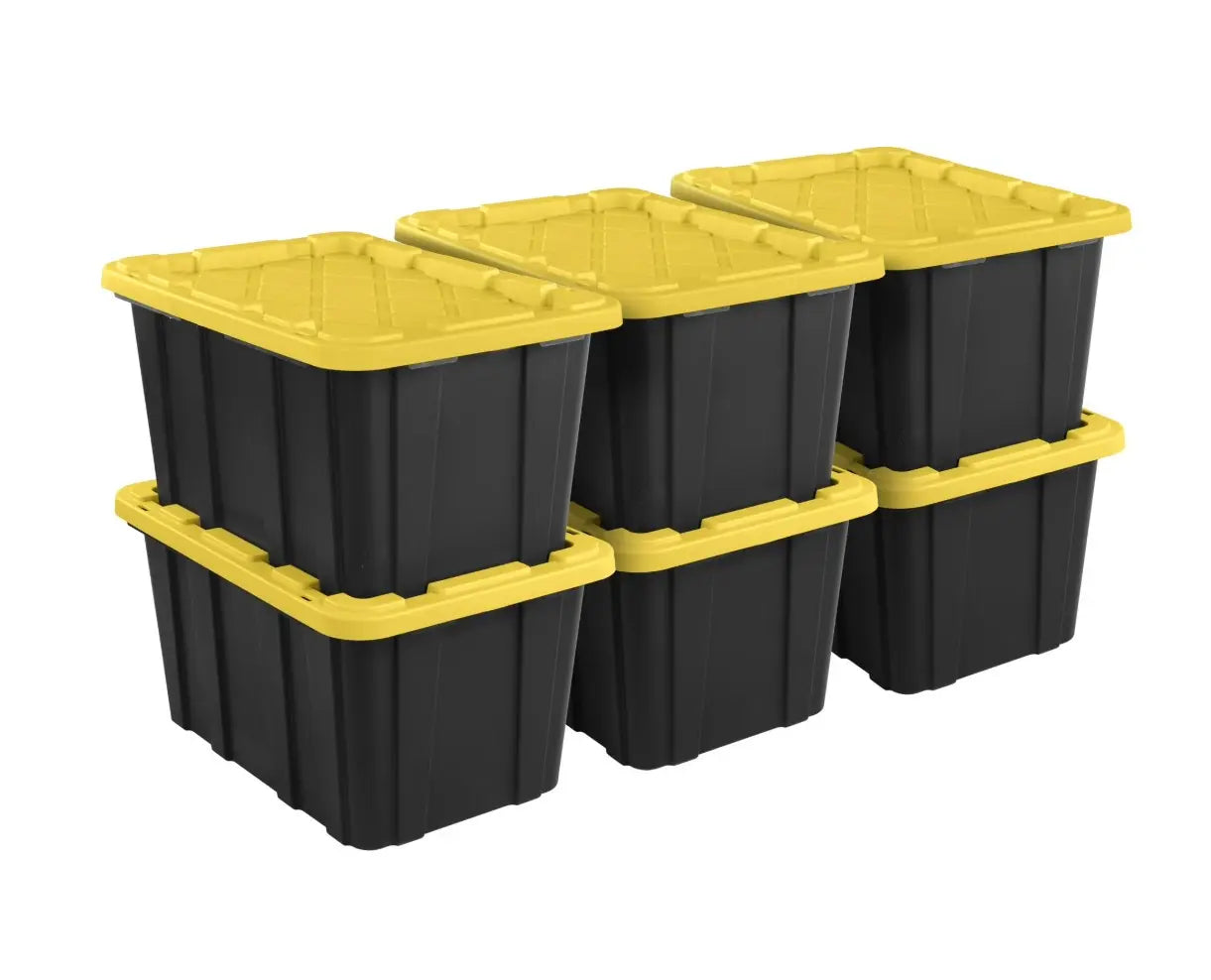 6-Pack Large 27Gal Storage Containers, Heavy Duty Plastic Totes with Secure Snap-On Lids