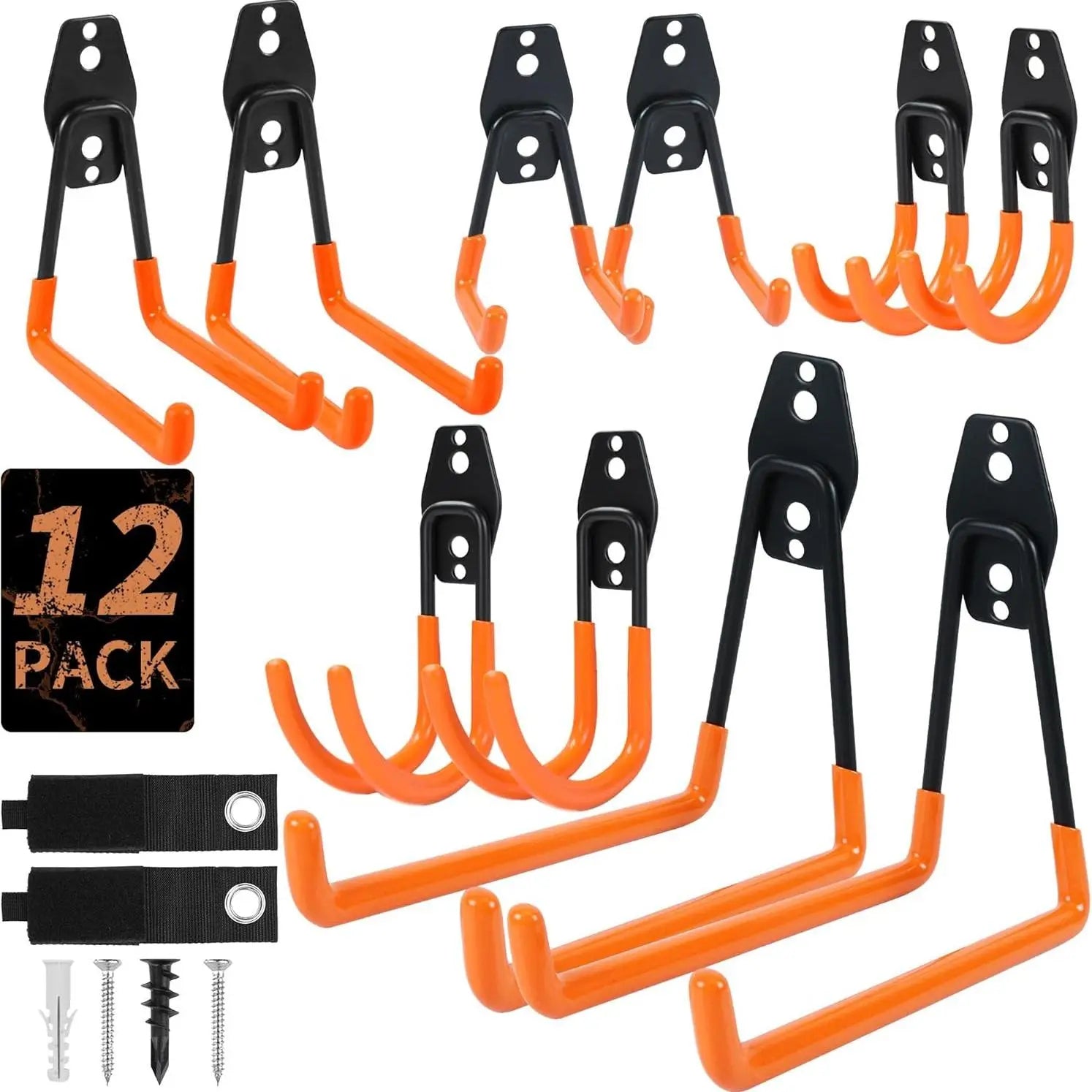 Assorted Heavy Steel Garage Hooks, Space Saving Tool Storage Accessories for Men