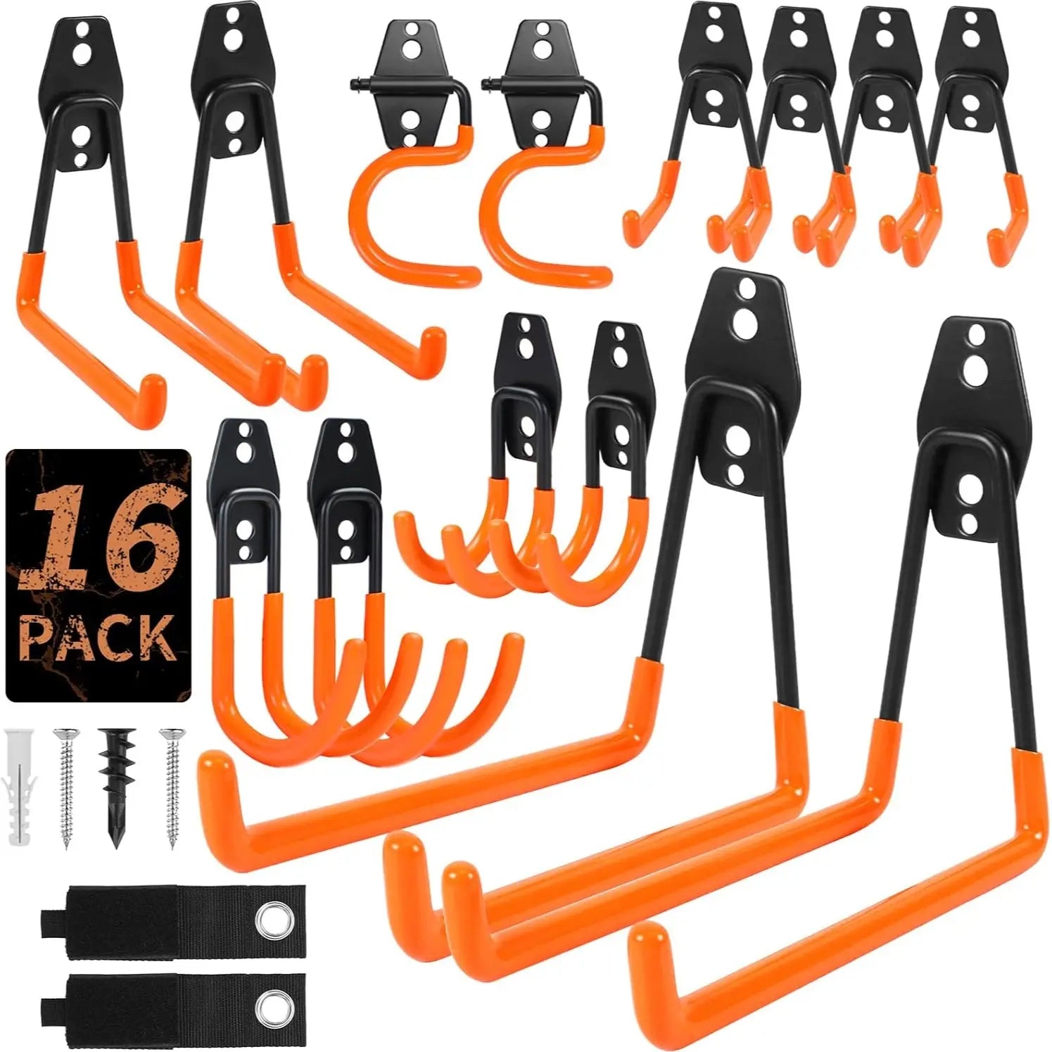 Assorted Heavy Steel Garage Hooks, Space Saving Tool Storage Accessories for Men